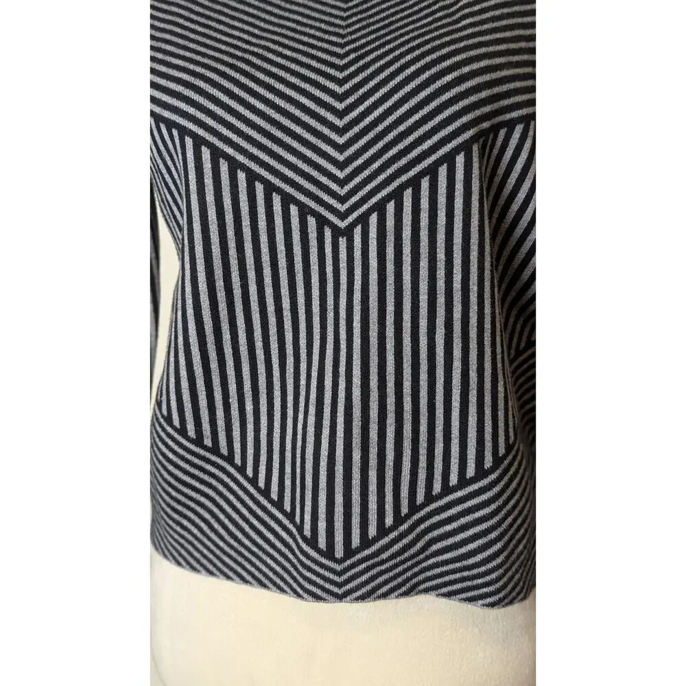 NWT Monochrome Minimalist Tight-Knit Geometric Mock Neck Sweater Relaxed S